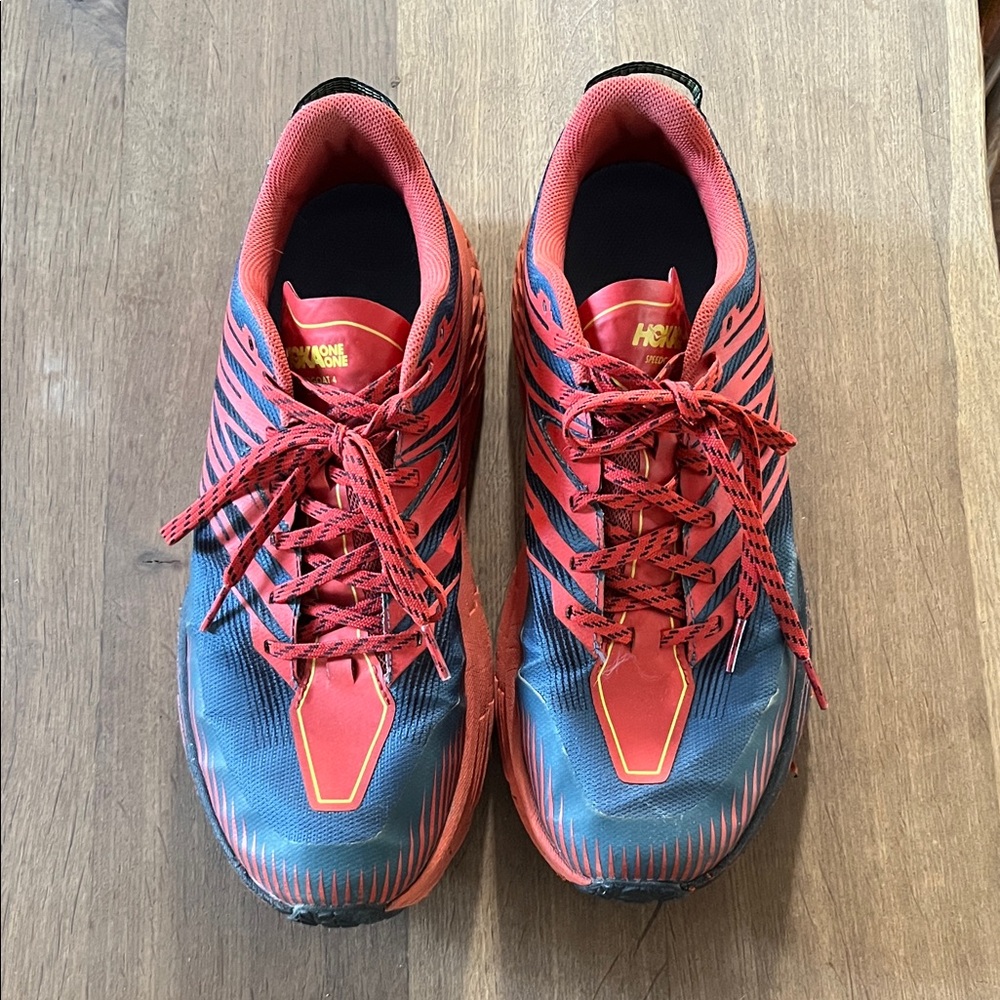 Hoka One One Men's Red and Blue Athletic Running Shoes